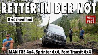 #676  VERSENKT!  Ford Transit 4x4 in Schräglage, Offroad Griechenland, MAN TGE 4x4 MegaMobil, Pindos