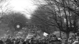 Large crowd of civilians greet and welcome American astronaut John Herschel Glenn...HD Stock Footage