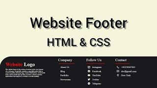 Responsive Footer Design using HTML & CSS | HTML & CSS Footer.