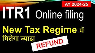 ITR1 filing online for salaried person 2024-25|itr1 filing online 2024-25|new tax regime itr filing|