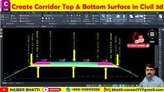 Create Corridor Top & Bottom Surface in Civil 3d | Corridor Top and Datum Surface in Civil 3d