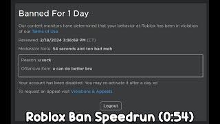 Roblox Ban Speedrun (0:54)