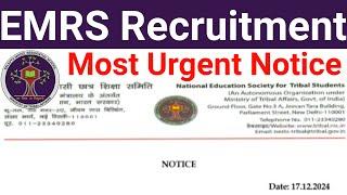 EMRS PERMANENT RECRUITMENT MOST URGENT NOTICE OUT ON 18 DECEMBER 2024