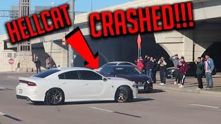 HELLCAT ALMOST CRASHES TRYING TO SHOW OFF LEAVING CARS AND COFFEE HOUSTON January 2020!!!