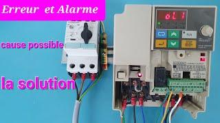 3G3MV variable speed drive: Errors and alarms, possible cause and solution