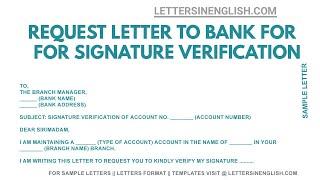 Letter for Signature Verification - Request Letter For Bank Manager