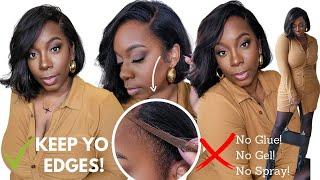 NEW! 100% Glueless Wig Install NO GLUE NO SPRAY NO GEL Beginner Approved Hairvivi HD Lace Front Bob