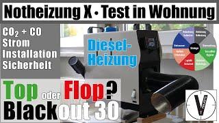 Notheizung X • Dieselheizung II • Gut oder Schlecht? • Serie Blackout 30 • Test 2 • CO2 • CO • Strom