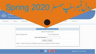 B.A ROLL NO SLIPS FOR SEMESTER SPRING 2020 || HOW TO DOWNLOAD ROLL NO. SLIP || AIOU ROLL NO. SLIP
