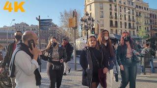 4K Walking Tour - Barcelona March 2021 Nou de la Rambla to Cataluña Tour 4K UHD