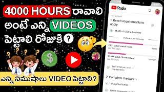 4000 Hours రావాలి అంటే ఎన్ని Videos పెట్టాలి రోజుకి, ఎన్ని నిముషాలు Video పెట్టాలి?