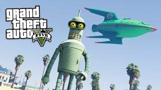 GTA 5 Mods - FUTURAMA BENDER MOD w/ PLANET EXPRESS SHIP!! GTA 5 Futurama Mod! (GTA 5 Mods Gameplay)