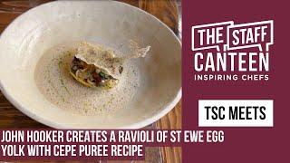 Ravioli of St Ewe egg yolk with Cep puree recipe by John Hooker from The Cornish Arms in Tavistock