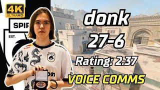 【4K】donk (27-6) rt:2.37 VOICE COMMS (Dust2) | Jun 10, 2024 #cs2 #pov
