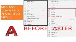 Adding Command in Shortcut Menu  | Customize Right Click Menu | AUTOCAD