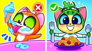 Strawberry VS Watermelon Kitten  Good Habits for Toddlers + More Educational Cartoons  Purr-Purr