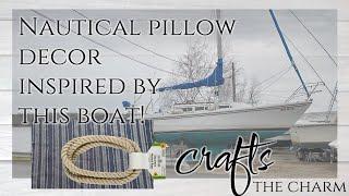 Make one of these DIY coastal / nautical pillows inspired by a boat I saw on a walk by the marina!