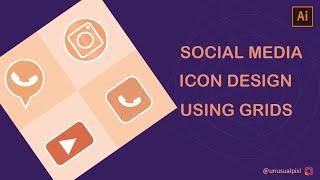 How to Draw Social Media Icons using Grid -Adobe Illustrator Tutorial