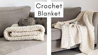 Chunky One-Row Repeat Crochet Blanket Tutorial