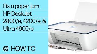 How to fix a paper jam on HP DeskJet 2800/e, 4200/e, and Ultra 4900/e printers | HP Support