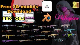 3d models pack Weapons pubg Mobile  prisma3d Blender fbx obj prisma free download