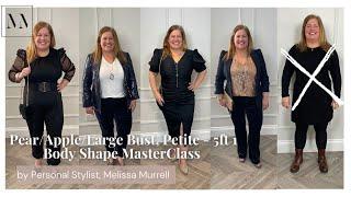 Body Shape Master Class Ep 3.UK size 16 (USA 12), 5ft 1 petite, Pear/Apple/Strawberry woman styled