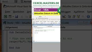 VBA Heutiges Datum in Zelle einfügen als Datumswert für aktuelles Datum einsetzen