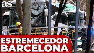 ESTREMECEDORAS IMÁGENES del ACCIDENTE en BARCELONA: ASÍ QUEDARON LOS DOS AUTOBUSES