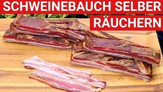 ️ GRILLBLITZ: Bauchspeck selber räuchern Bacon Schweinebauch kalträuchern, Anleitung, Schinken