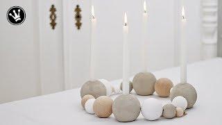 DIY Adventskranz selber machen aus Beton- und Holzkugeln | Scandi Style - Weihnachtsdeko | How To