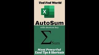 Auto Sum in excel || Excel Tips & Tricks || @todfodeducation