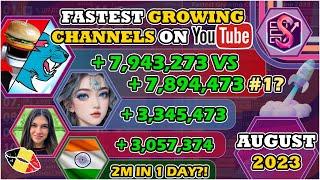 MrBeast VS Big Tasty & ISRO OFFICIAL 2M IN A DAY?! | The Fastest Growing Channels of August, 2023
