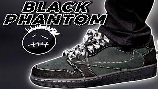 Travis Scott x Air Jordan 1 Low OG SP BLACK PHANTOM Review & On Foot WITH Lace Swaps