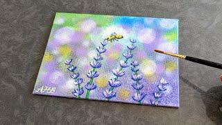 Lavender painting ideas / how to paint a Bokeh background / painting tutorial for beginners #43