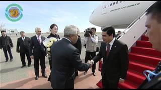 kazakhstan Foreign Minister Erlan Idrissov meets Turkmenistan President Gurbanguly Berdimuhamedov at Astana Airport