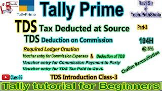 TDS on commission entry in tally prime, TDS on commission, TDS on commission received entry in tally