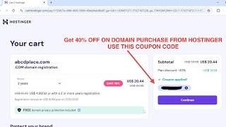 Hostinger Domain Coupon Code, Hostinger domain purchase coupon code 2024