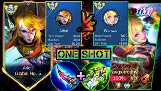 Global arlott new one shot build vs global wanwan, he auto deleted !! (u must try this build) | MLBB