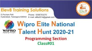 Wipro Elite National Talent Hunt 2021 | Programming Section| Programs and Tricks | Class #01
