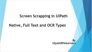 UiPath : Screen scrapping | Types of  Screen scrapping  with examples | UiPath for Beginners