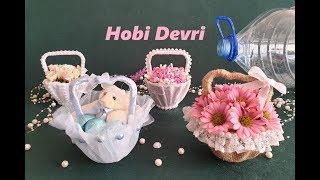 DIY,Making Basket With Plastic Bottles,Wedding Favors,Baby Shower,Gift Basket,Plastik Şişeden Sepet