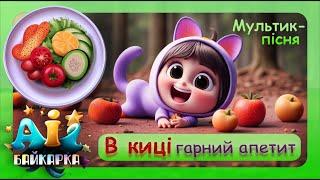 Про КИЦЮ, мультик котик, кицюня | пісня про здорове харчування, КОРИСНІ ЗВИЧКИ для дітей | БАЙКАРКА