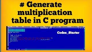 Generate multiplication table in C program 