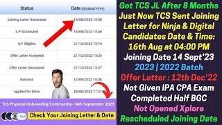 TCS Joining Letter Out | TCS New Joining Date 14th September 2023 | TCS Physical Onboarding Training