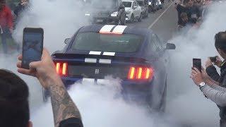 CHAOS on PUBLIC ROAD! - Burnouts & Accelerations at Cars & Coffee Italy Brescia 2018!