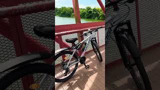 Test riding my new Raleigh mountain bike mtb enjoying nice view and weather