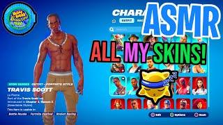 ASMR Gaming  Fortnite ALL My Skins Locker Tour Relaxing Gum Chewing  Controller Sounds 