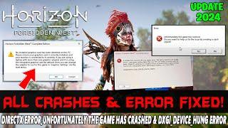 Horizon Forbidden West: How to Fix Directx Error,unfortunately has crashed & DXGI_ERROR_DEVICE_HUNG