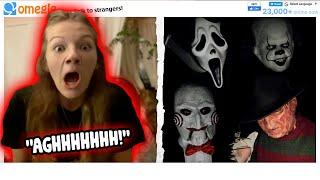 HORROR Voice TROLLING on OMEGLE | Jigsaw, Ghostface, Pennywise & Freddy Krueger!