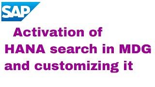 Activating hana search in SAP MDG Customer